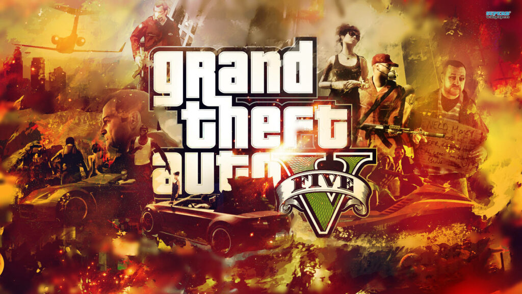 Inferno in Los Santos: Fiery Impressions of GTA 5 - A Flaming 4K Wallpaper