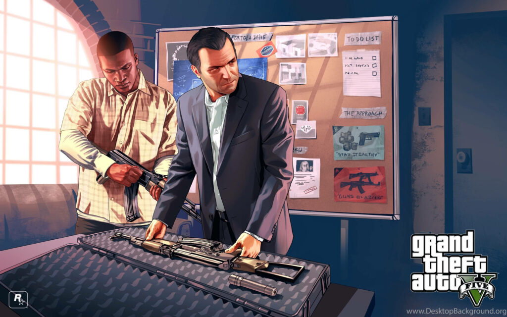 The Dynamic Duo of GTA 5: Michael and Franklin's Top-Secret Hideout Wallpaper