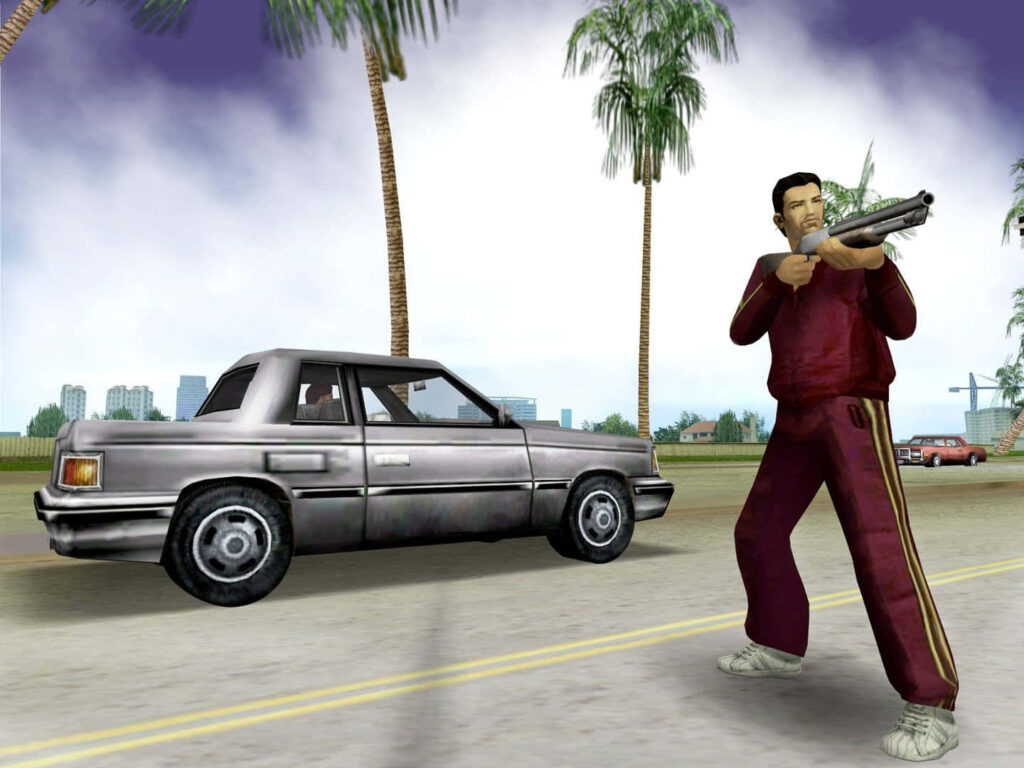 GTA's Daredevil: Red Jumpsuit Bandit Unleashes Chaos Wallpaper