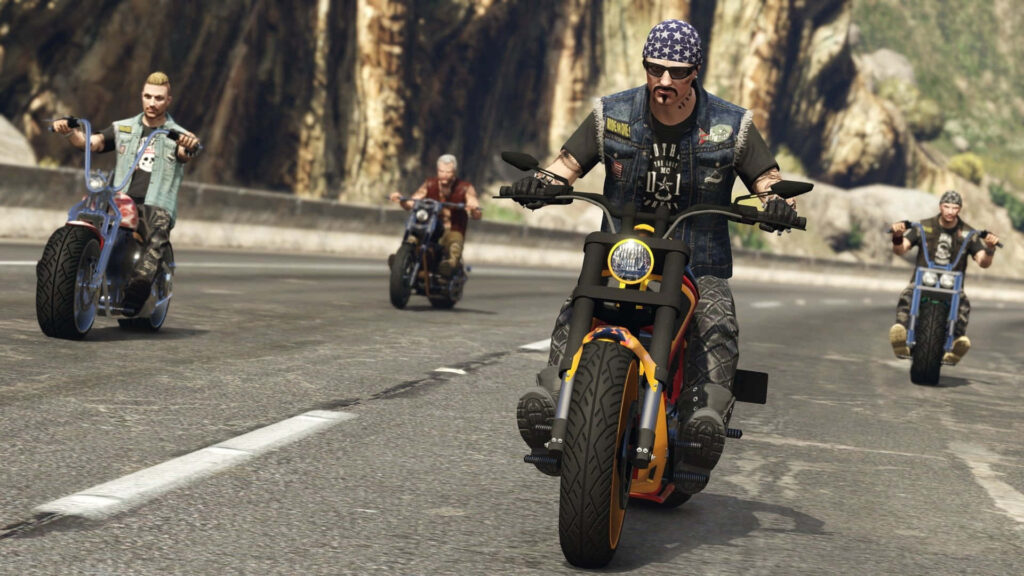 GTA Motorcycle Gang Embarks on a Thrilling Road Trip: Dynamic Snapshot Reveals an Epic Ride Wallpaper