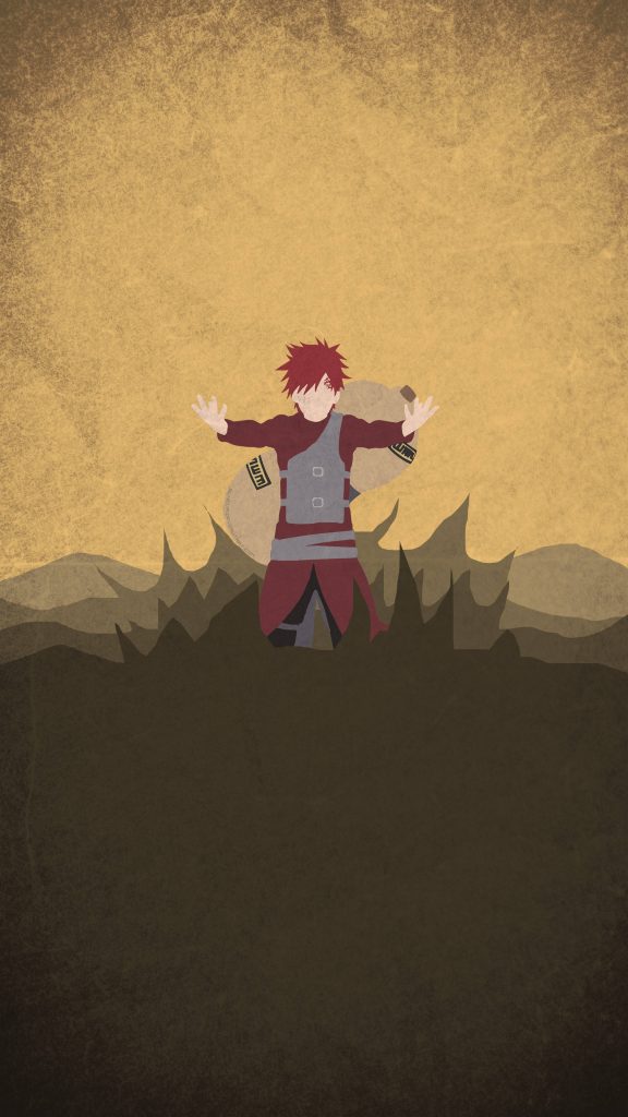 Minimalist Gaara wallpaper vector anime character sand attack warm desert tones background