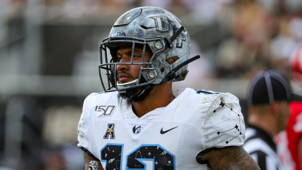 NFL wide receiver Gabe Davis in UCF Space Game uniform with constellation helmet wallpaper