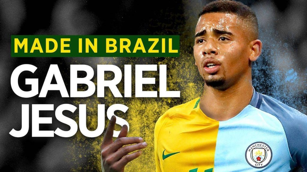 Gabriel Jesus Made In Brazil wallpaper split jersey Brazil and Manchester City tribute design