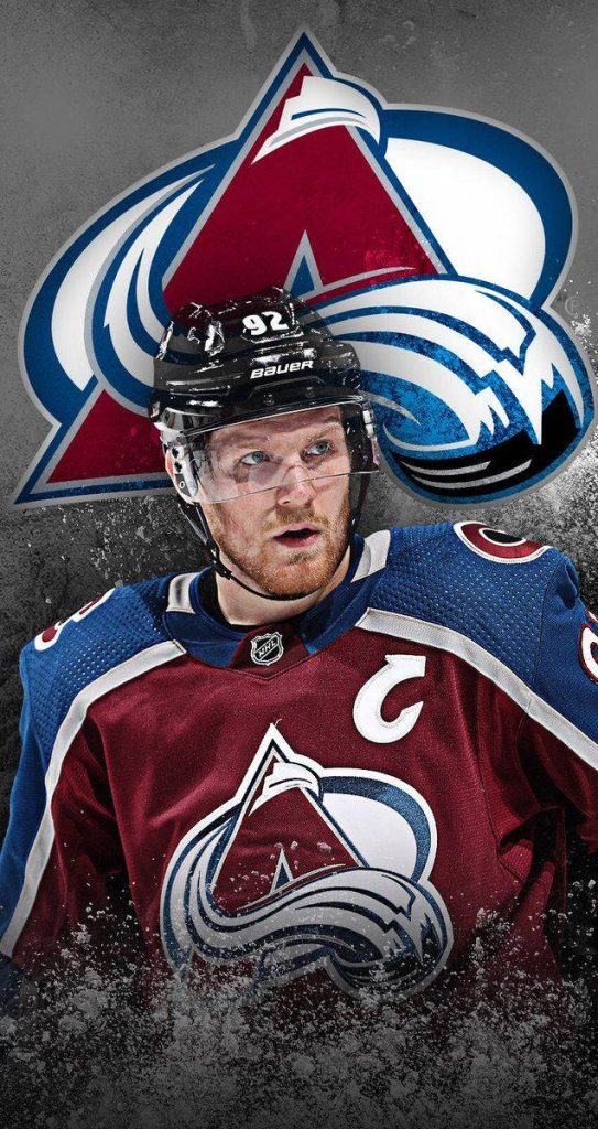 Gabriel Landeskog Colorado Avalanche captain in burgundy jersey with team logo wallpaper