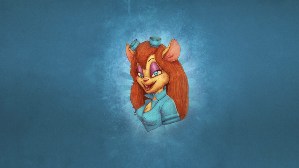 Gadget Hackwrench Chip N Dale wallpaper vibrant red hair blue outfit textured background