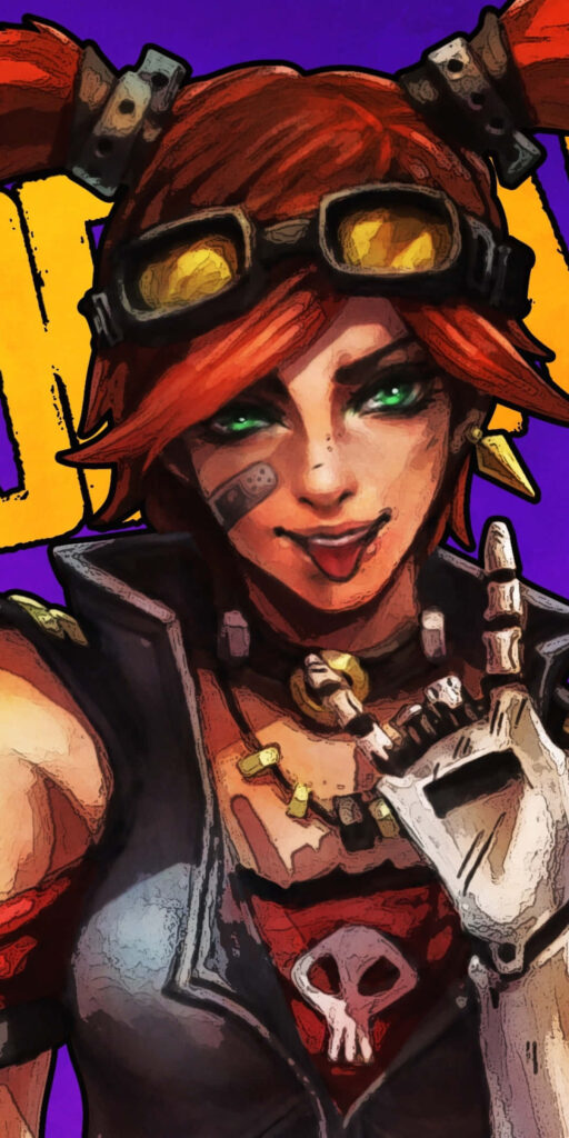 Borderlands 3 character wallpaper - vibrant, high-energy art style on purple and yellow background