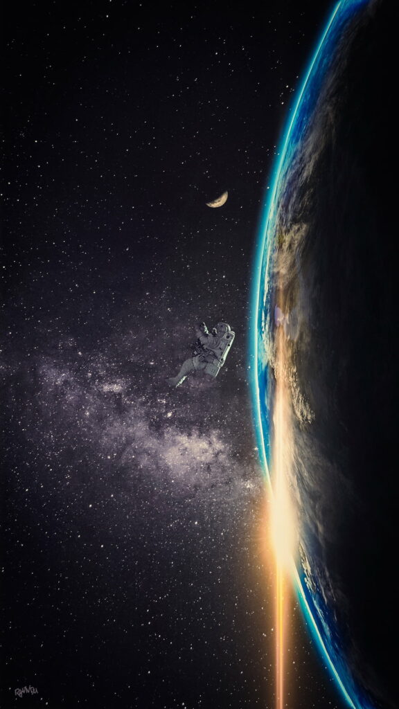 Out-of-this-World Celestial Abstraction: HD Space-themed Phone Wallpaper