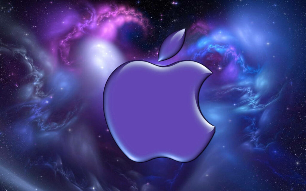 Cosmic Apple: A Galactical Twist on Black and Purple Aesthetic Wallpaper