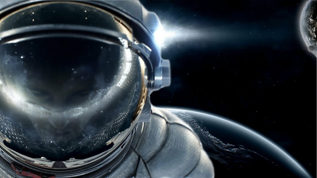 Galactic Odyssey: A Digital Wallpaper featuring an Astronaut in a Spacesuit Exploring an HD Background Photo of a Planet in a Digital Art Galaxy