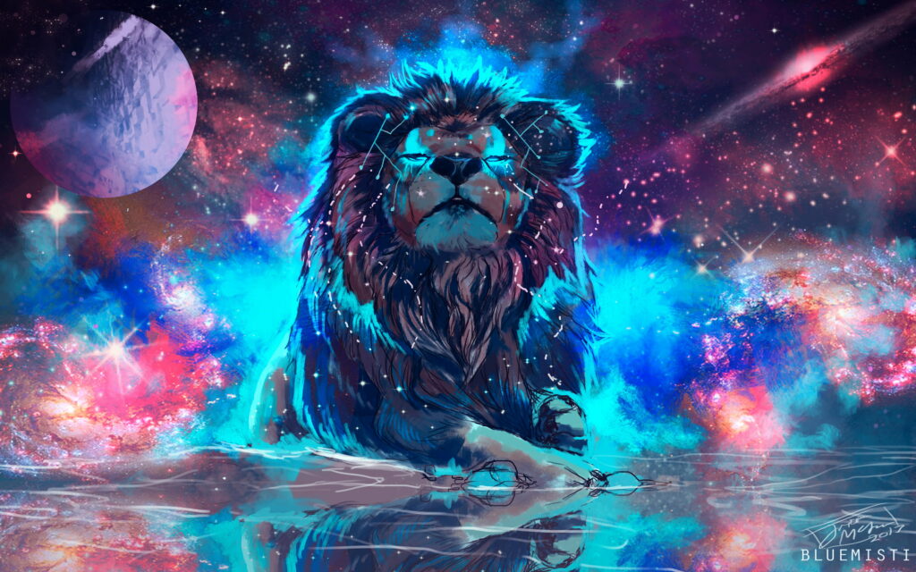 3840x2400 UHD 4K Galactic Guardian: A Majestic Lion in Space - 4K Wallpaper Art