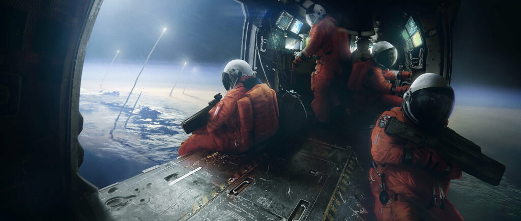 Galactic Odyssey: A science-fiction wallpaper featuring a group of space-faring astronauts