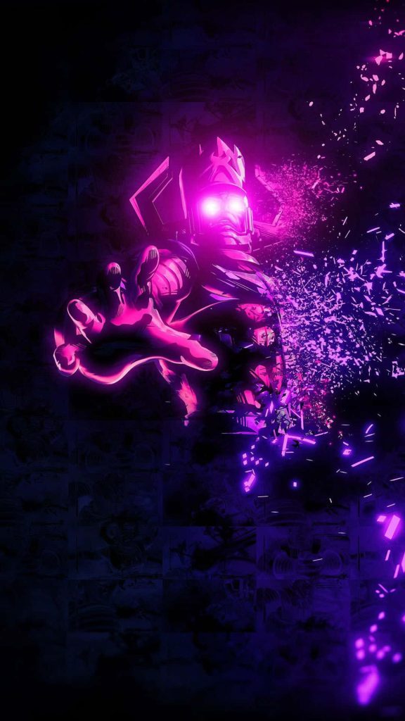 Galactus Cosmic Destroyer neon pink digital art wallpaper dark cosmic particle void background