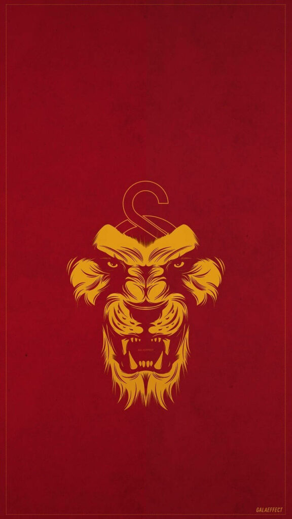 Galatasaray Lion Wallpaper: Bold Yellow Icon on Red Background