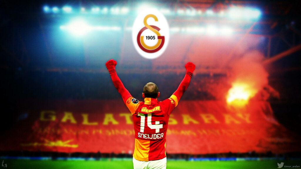 Galatasaray Glory: A Sneijder Edit Wallpaper with Stadium Backdrop