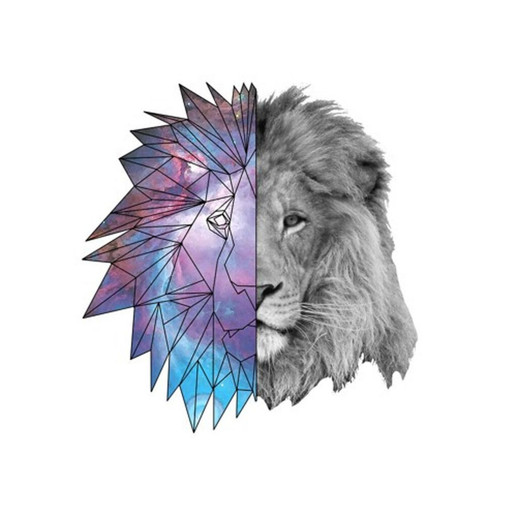 Galactic Polygon Lion Wallpaper: Vibrant Modern Meets Nature