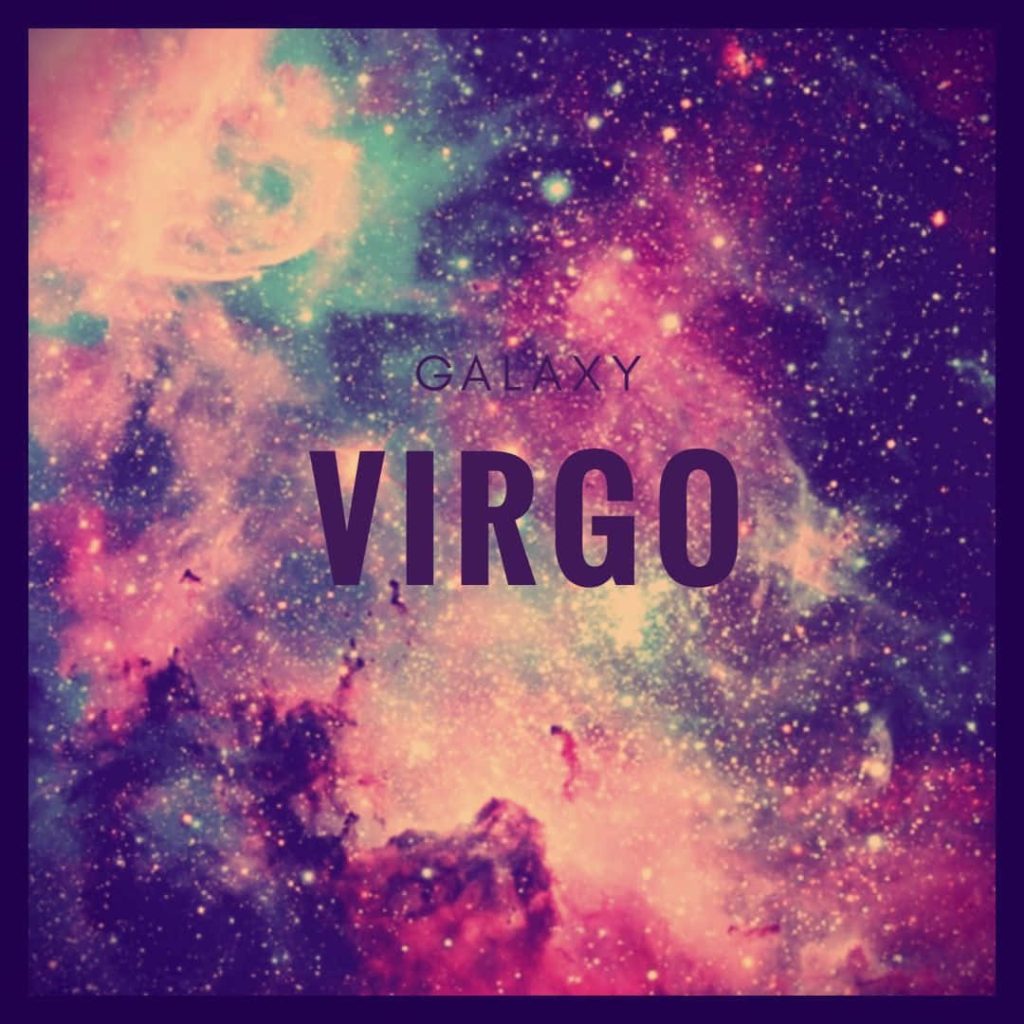 Galaxy Virgo wallpaper with vibrant purple pink nebula and sparkling stardust cosmic background