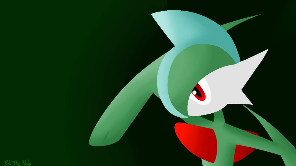 Gallade close-up digital art wallpaper dark background Psychic Fighting Pokémon design