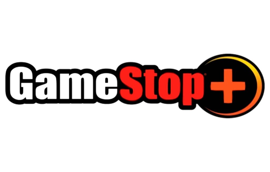 GameStop Plus logo wallpaper with red Stop text black circle orange plus modern gaming background