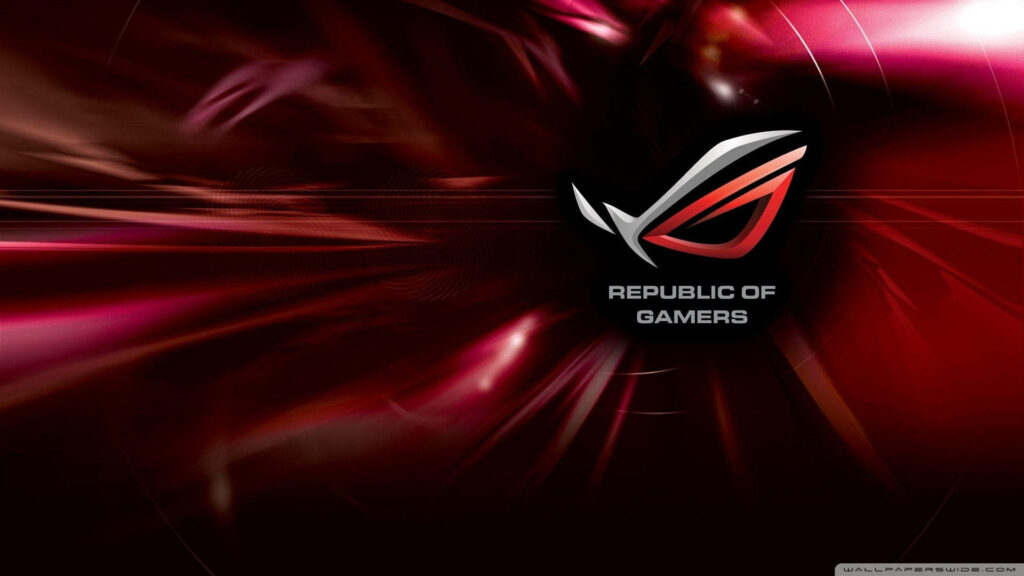 Asus ROG Logo Wallpaper - Red and Black Gaming Theme with Dynamic Abstract Background