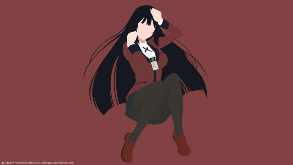 Yumeko Jabami Vector Illustration: Kakegurui Anime Character in School Uniform with Red Eyes and Mysterious Smile Wallpaper