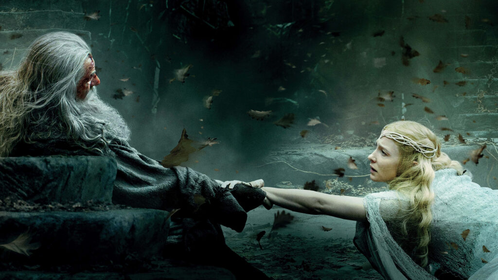 Gandalf & Galadriel Unite: Epic Rescue Scene Wallpaper Background