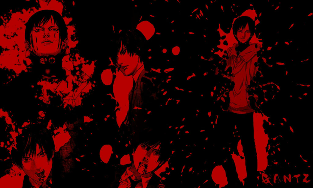 Gantz: Embracing the Dark Abyss in a Spine-Chilling Bloodbath Wallpaper