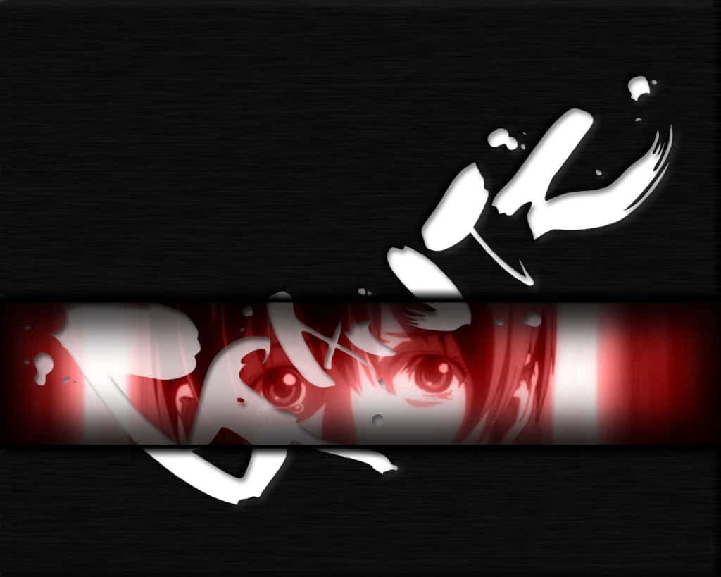 Gantz wallpaper with bold white logo and intense red anime character gaze on black background