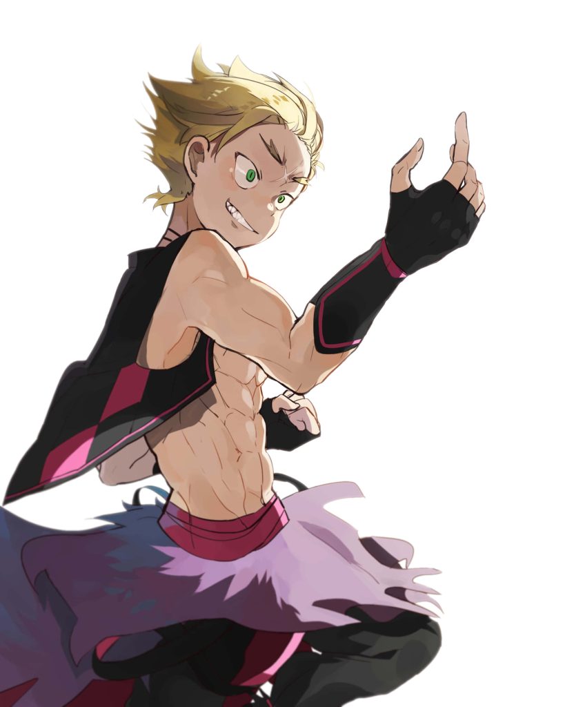 Garfiel Tinsel ReZero anime wallpaper vibrant art spiky blonde hair green eyes dynamic pose