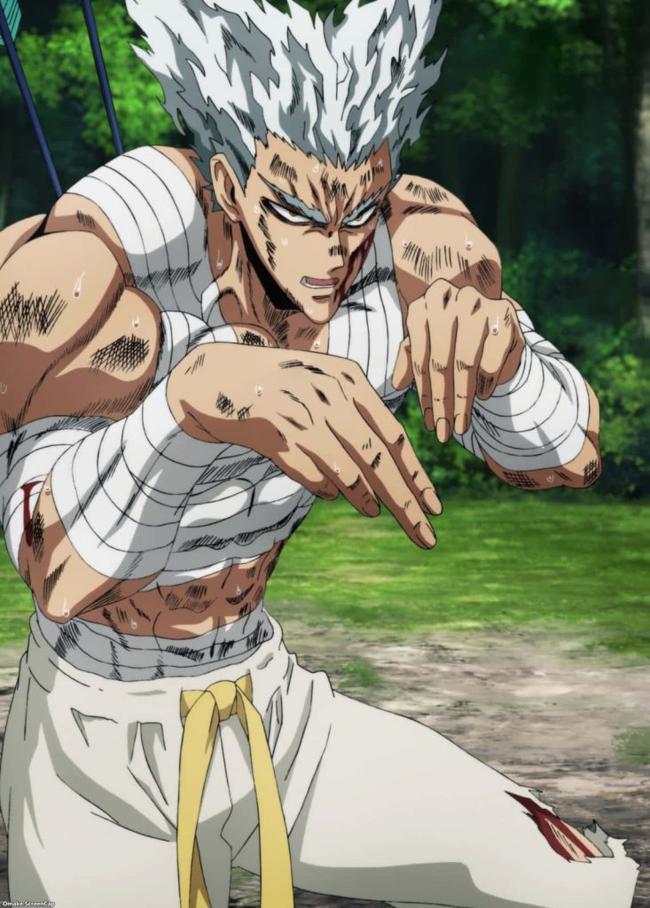 Garou Hero Hunter One Punch Man anime wallpaper silver hair bandaged fighter forest background