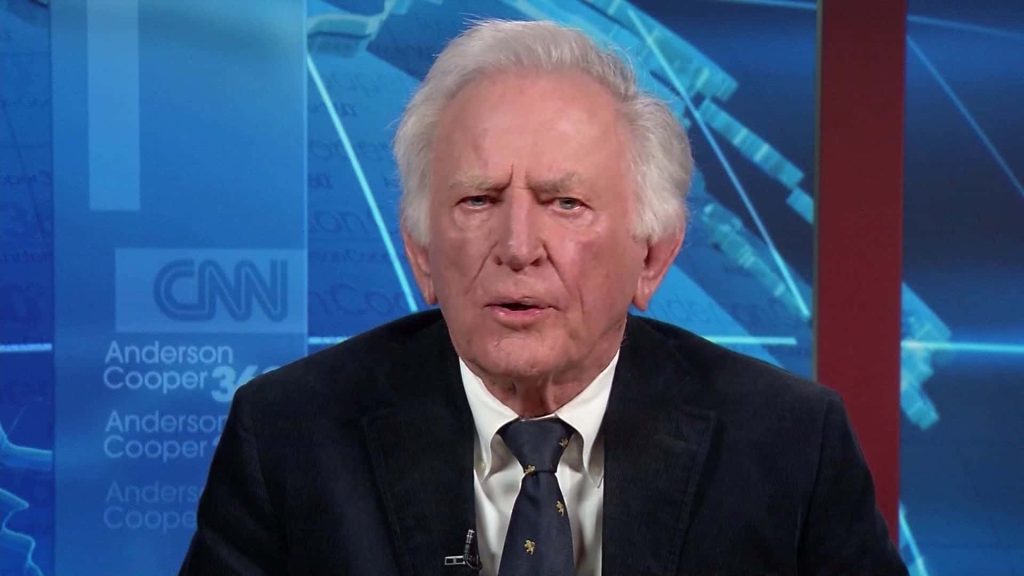 Former U.S. Senator Gary Hart in dark suit on Anderson Cooper 360 CNN studio background wallpaper