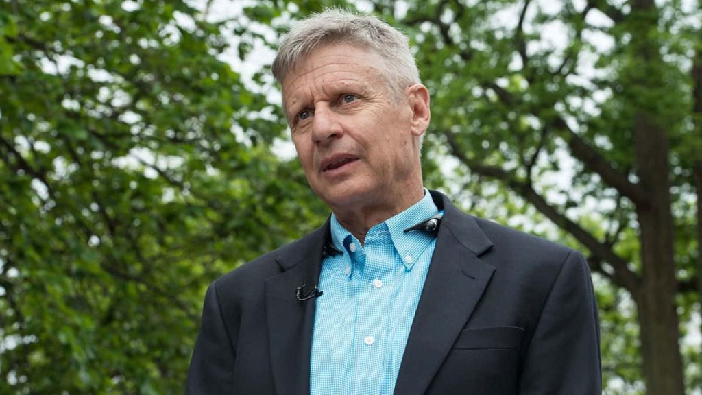 Gary Johnson professional portrait outdoors in black suit jacket and light blue checkered shirt Wallpaper