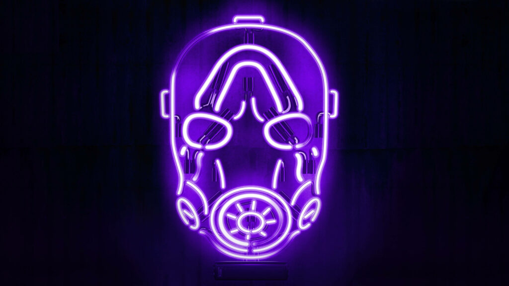 Purple Haze: A Mesmerizing Neon Gas Mask. Wallpaper