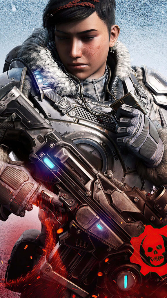 Gears of War 5 Wallpaper: Intense Kait Diaz ready for battle in fiery combat scene