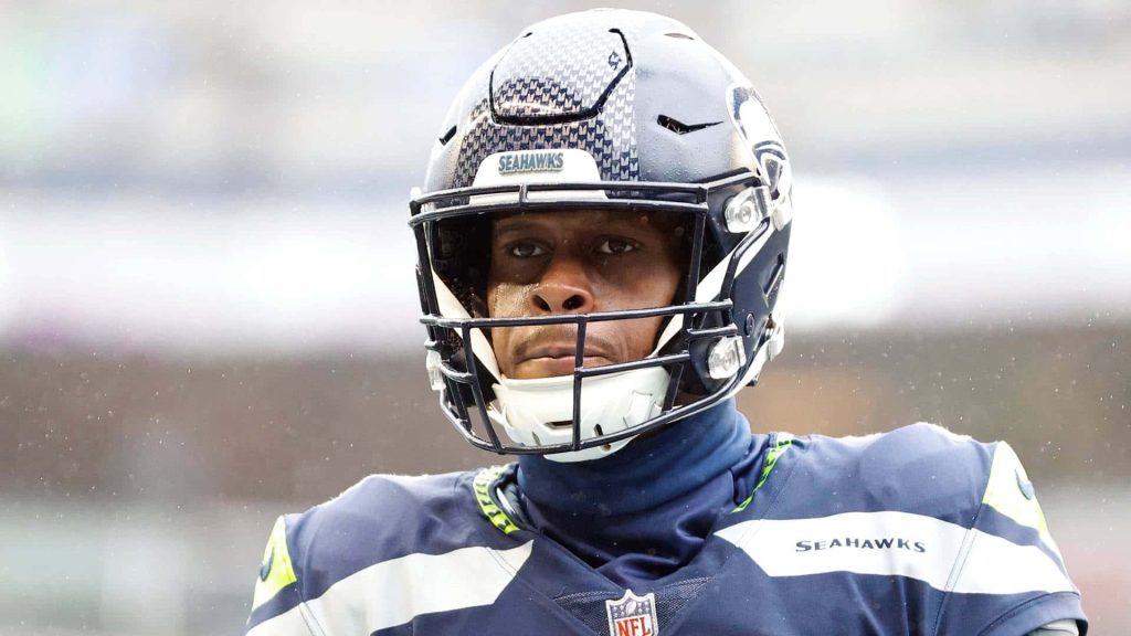 Seattle Seahawks quarterback Geno Smith intense game-day action photo wallpaper background
