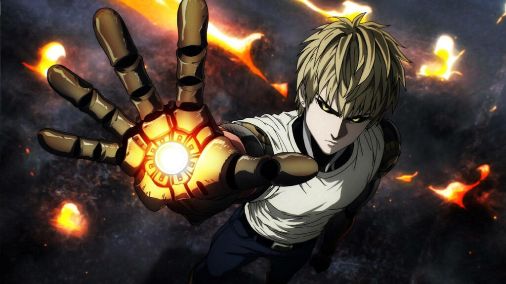 Dynamic Genos Takes Action Wallpaper - One-Punch Man Cyborg Hero