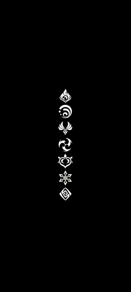 Genshin Impact: Dark Mode Delight - HD AMOLED Phone Wallpaper showcasing GI Elements in a Black & Dark Aesthetic