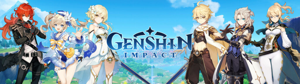 Genshin Impact Wallpaper: Exploring Mondstadt with Aether, Lumine, Barbara, Diluc, Albedo, and Jean