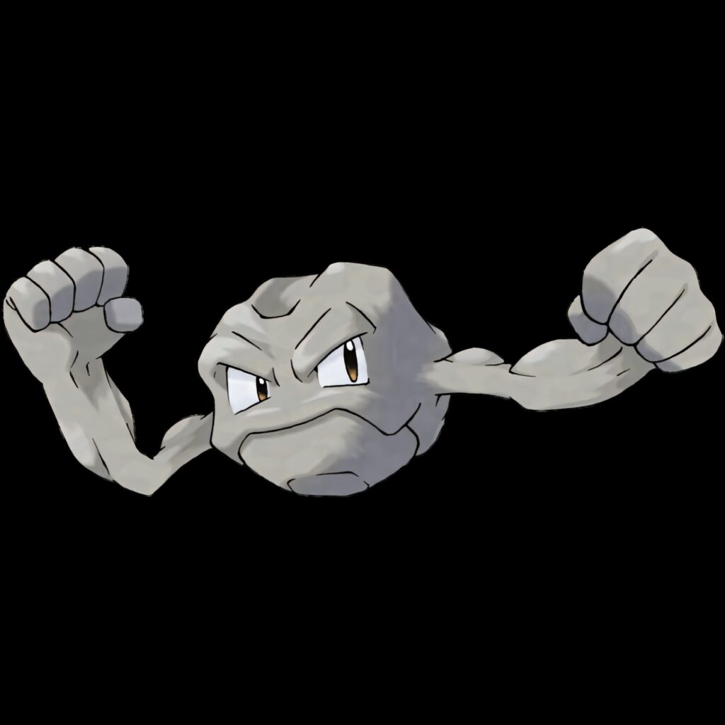 Geodude Wallpaper: Rock-Type Pokémon with Determined Expression