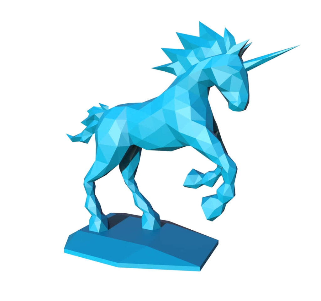 Stunning 3D Geometric Unicorn Wallpaper in Brilliant Blue
