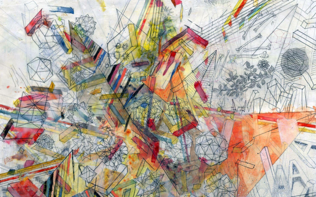 Geometric Dreamscape: Indie Aesthetic Laptop Wallpaper with Colorful Abstract Artwork