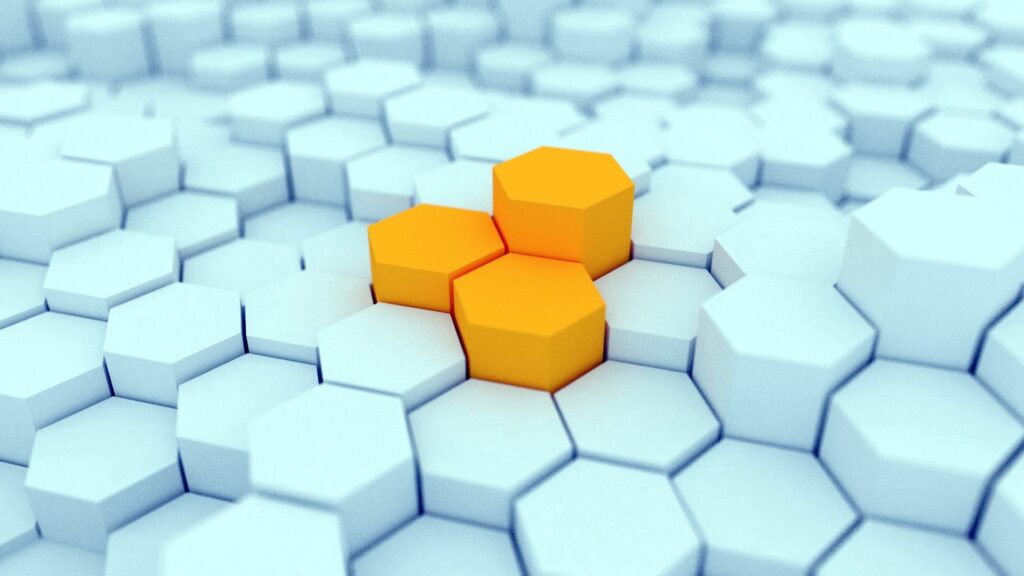 Striking White Hexagonal Wallpaper with Orange Accents - 1920x1080 Background