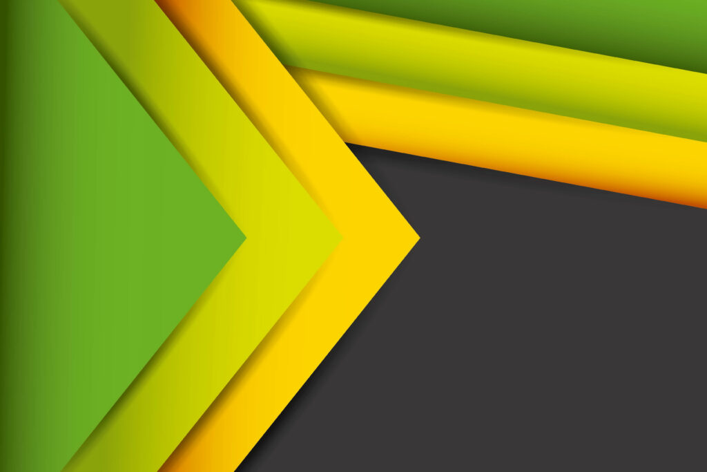 Mesmerizing Kaleidoscope: Enchanting Geometric Patterns in Vibrant Yellow and Green Shades on Mysterious Black Canvas Wallpaper