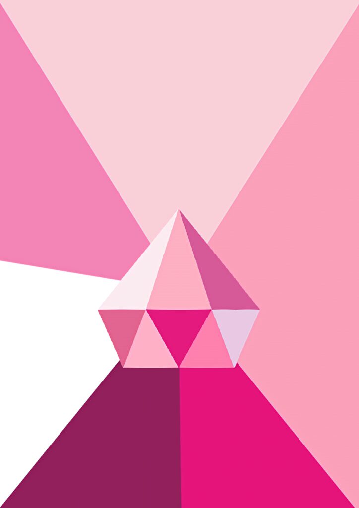 Geometric pink diamond wallpaper with pastel and vibrant hues modern abstract minimalist design