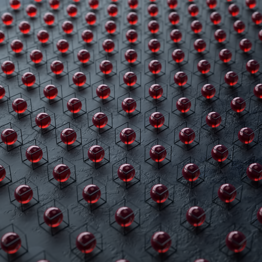 Geometric Red Sphere Wallpaper on Dark Textured Background