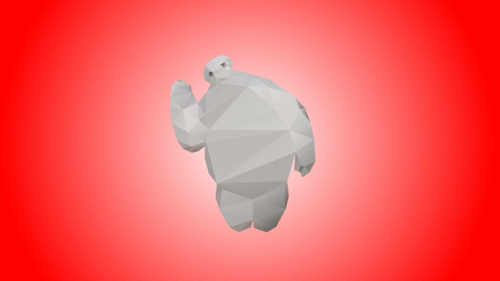 Geometric vector art of Baymax healthcare robot on vibrant red gradient wallpaper background