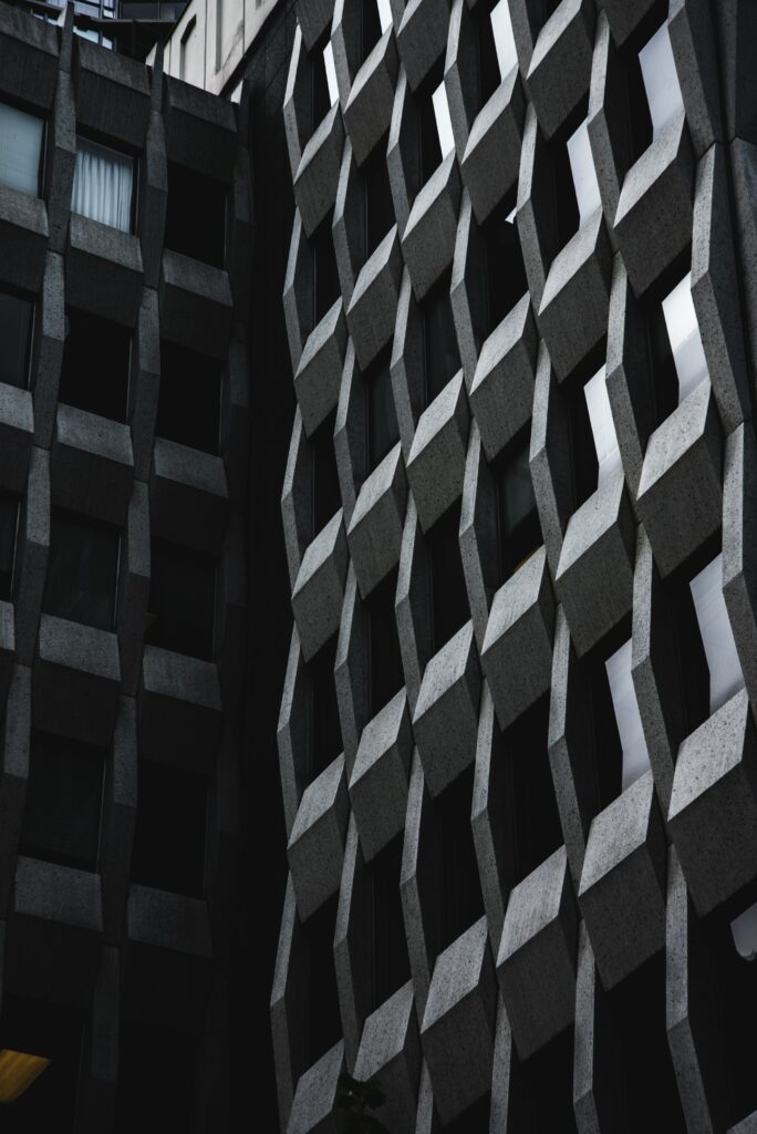 Geometric Black-and-White Architectural Wallpaper for Bold Background