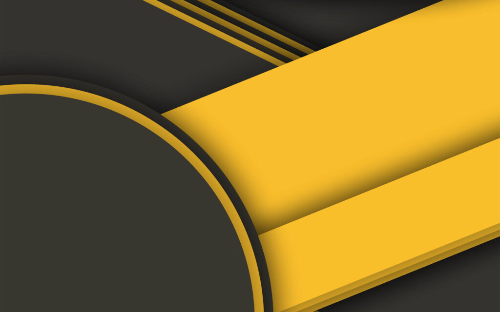 Creative Geometric Fusion: Vibrant Android Lollipop Wallpaper with Black, Yellow, and Colorful Geometric Shapes in Material Design