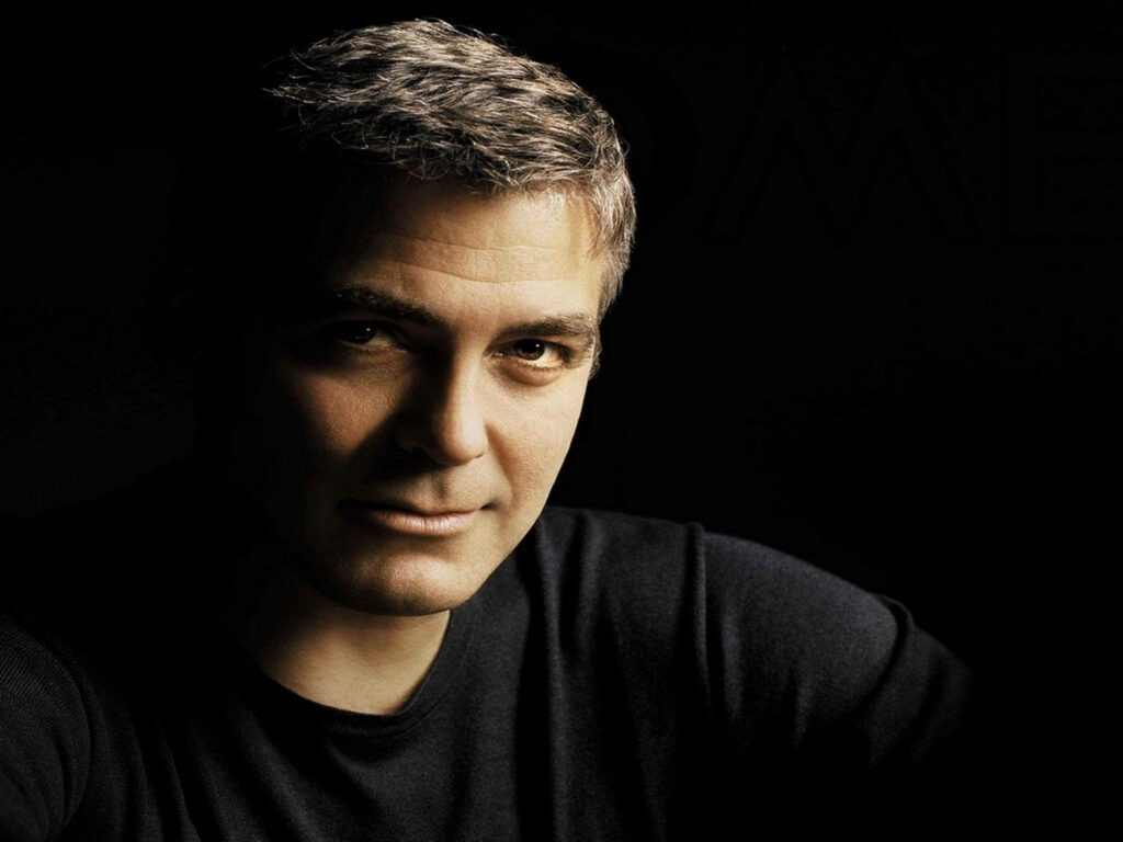 George Clooney classic portrait black background sophisticated charismatic wallpaper image