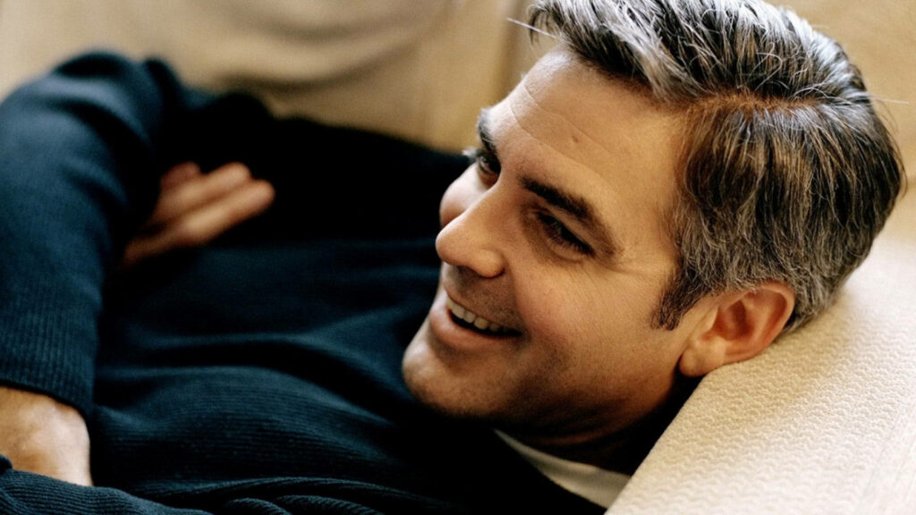 George Clooney smiling warmly relaxed stylish famous American actor wallpaper background