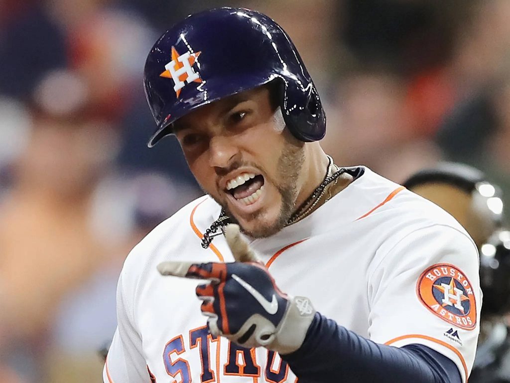 George Springer Houston Astros intense action yelling pointing baseball sports wallpaper background